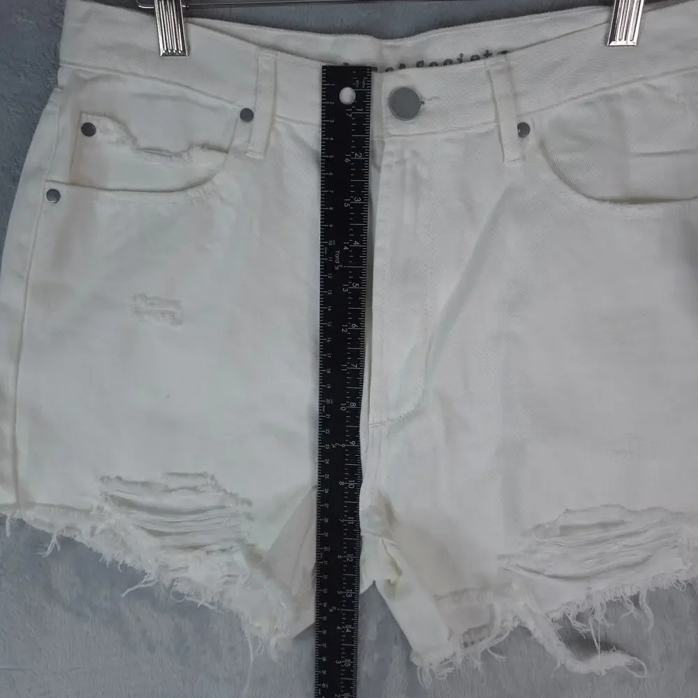 Articles of Society Shorts Womens 29 White‎ Cotton Distressed Cut Off 4
